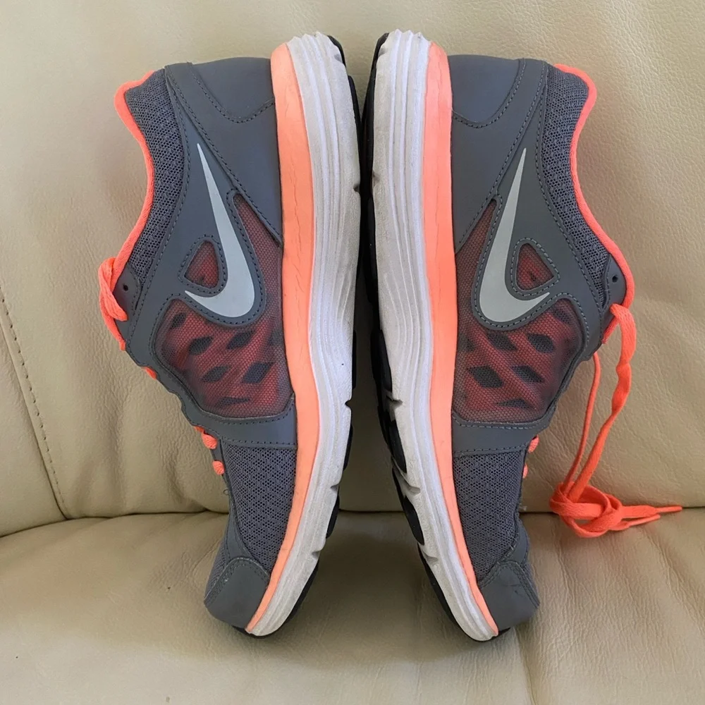 Nike Gray and Orange Dual Fusion Athletic Shoes